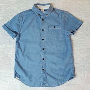 Gymboree Boy's Light Blue Denim Button Down Shirt, Size Medium (7-8)